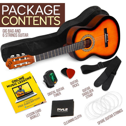 Acoustic Guitar Kit 3/4 Size for Beginners, All Wood, Sunburst