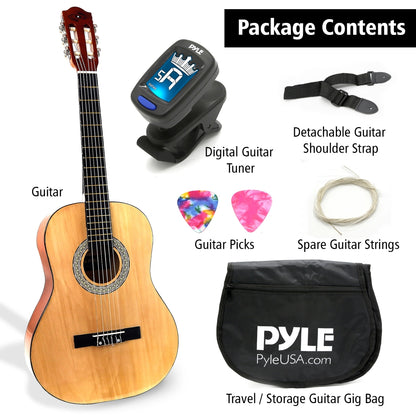 Acoustic Guitar Kit, Beginner 3/4 Size, All Wood, 36" Natural Ash