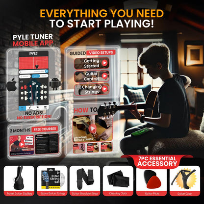 Classical Guitar Starter Kit, Warm Sound, Nylon Strings, Blue Gloss