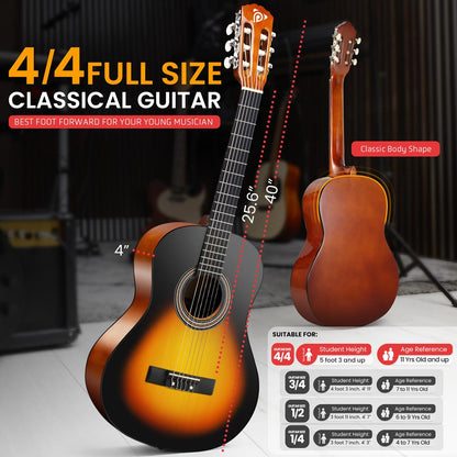 6-String Classical Guitar, Warm Sound, Nylon Strings, Sunburst