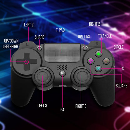 Wireless Game Controller, Ergonomic Design, 6-Axis Sensor, LED Lights