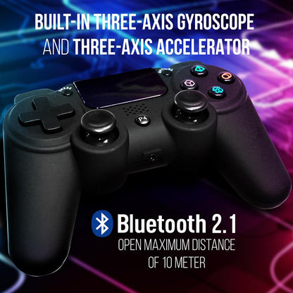 Wireless Game Controller, Ergonomic Design, 6-Axis Sensor, LED Lights