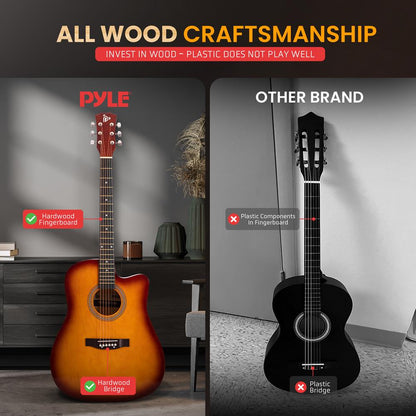 Acoustic Guitar Kit, Easy Play, Cutaway Design, 41" Cherry Burst