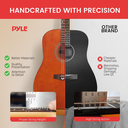 Acoustic Guitar Kit, Easy Play, Cutaway Design, 41" Brown Glossy