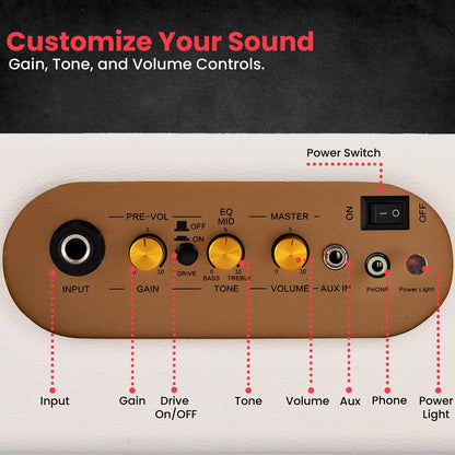 Portable Guitar Amplifier 10W Enhanced Sound Leather Coated