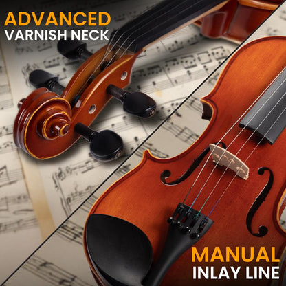Full Size Violin Starter Kit, Ready to Play, Wood Grain, Includes Case & Bow