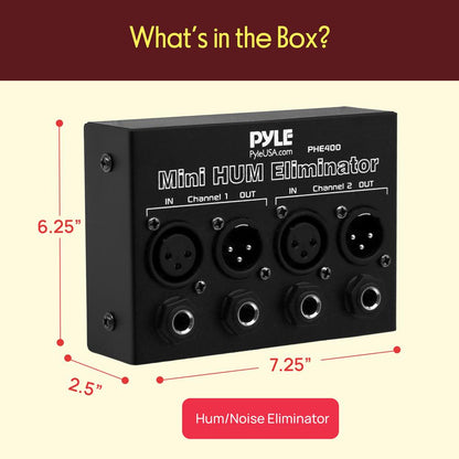 Mini Hum Eliminator Box - Removes Noise - 2-Channel XLR/TRS Inputs