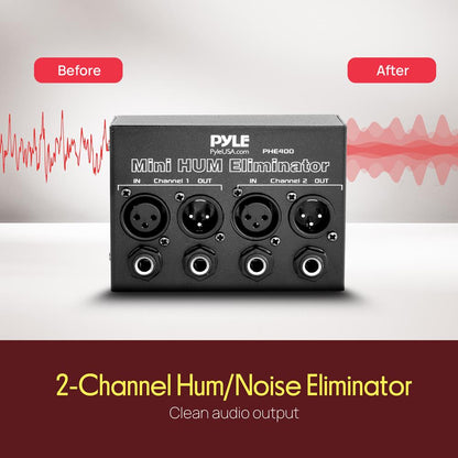 Mini Hum Eliminator Box - Removes Noise - 2-Channel XLR/TRS Inputs