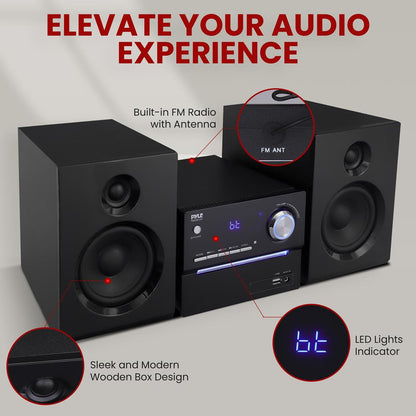 Stereo System Powerful Sound Bluetooth Wooden Speakers