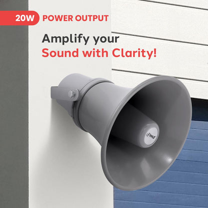 Indoor/Outdoor PA Horn Speaker 20W Loud Sound Aluminum Grey