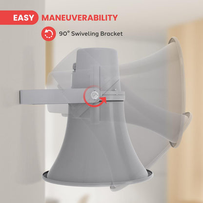 Indoor/Outdoor PA Horn Speaker 20W Loud Sound Aluminum Grey