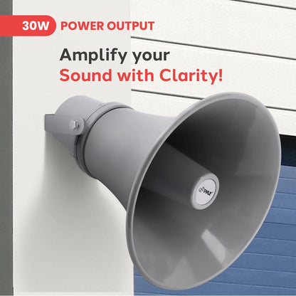 Indoor/Outdoor PA Horn Speaker 30W Loud Sound Aluminum Grey