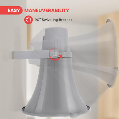 Indoor/Outdoor PA Horn Speaker 30W Loud Sound Aluminum Grey