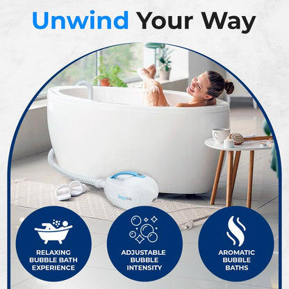 Portable Bubble Bath Mat Body Spa Massager - Waterproof Non-Slip Bubble Bath Mat With Suction Cup Bottom, Motorized Air Pump, And Adjustable Bubble Settings
