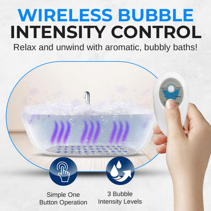 Portable Bubble Bath Mat Body Spa Massager - Waterproof Non-Slip Bubble Bath Mat With Suction Cup Bottom, Motorized Air Pump, And Adjustable Bubble Settings
