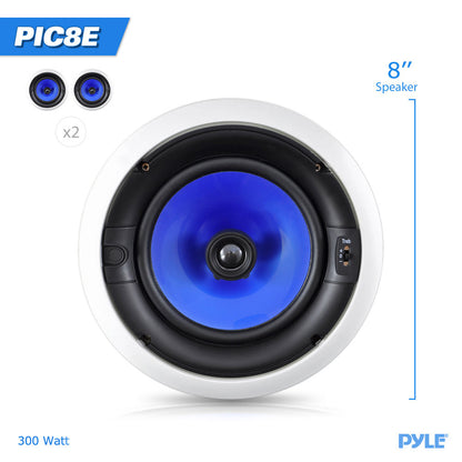 In-Wall Ceiling Speakers 300W Dual 8" Silk Tweeter Adjustable Treble