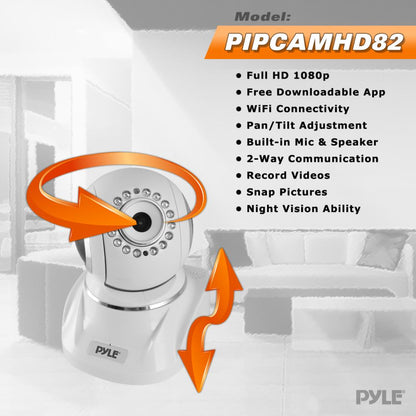 Indoor Wireless IP Camera - Remote Monitoring, HD 1080p, Night Vision, White