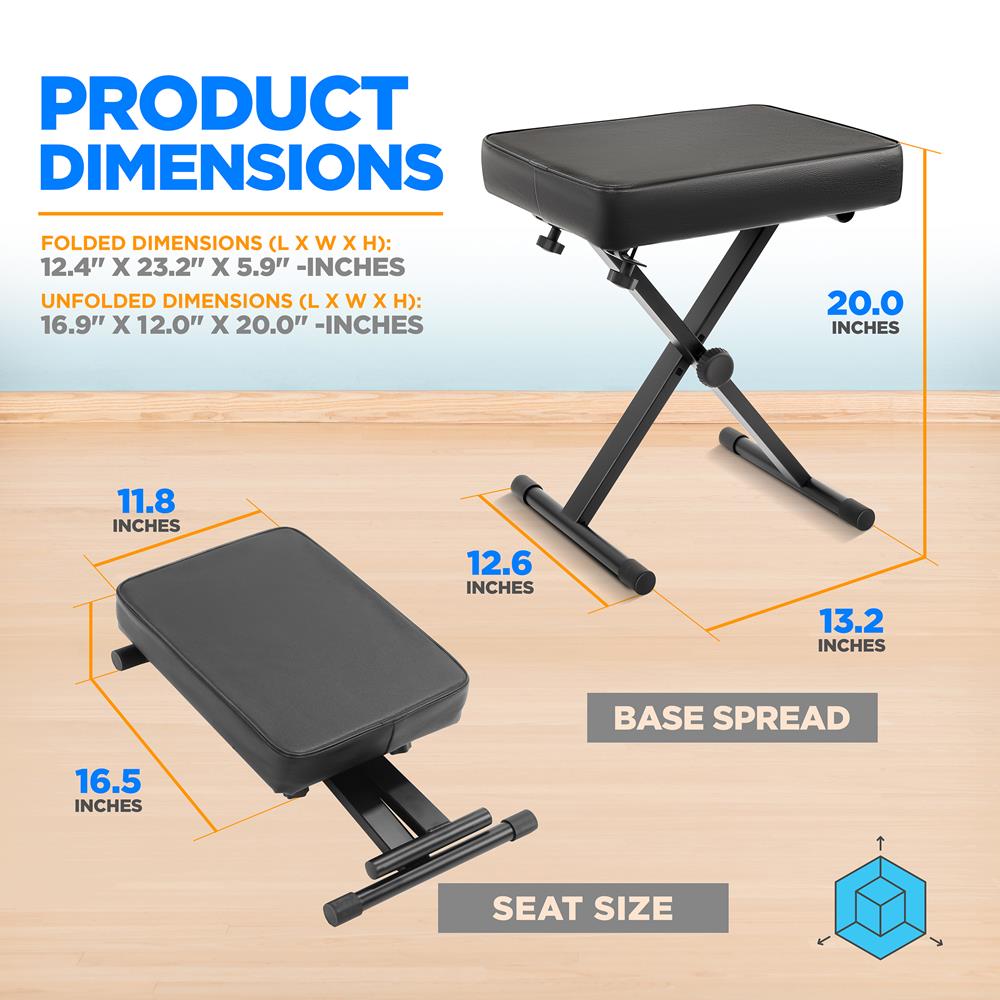 product image number 2 for Pyle Adjustable Padded Keyboard Bench