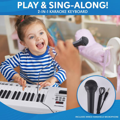 Electric Piano 37-Key Rechargeable Stereo Speakers White