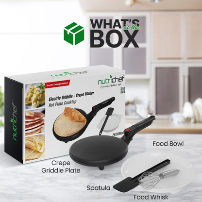 Electric Crepe Maker, Nonstick 8" Griddle, Auto Temp Control, Cool-Touch Handle