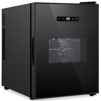 12 Bottle Wine Cooler, Adjustable Temp, Quiet Thermoelectric, Glass Door