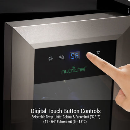 12 Bottle Wine Cooler, Compact Fridge, Digital Control, Stainless Steel