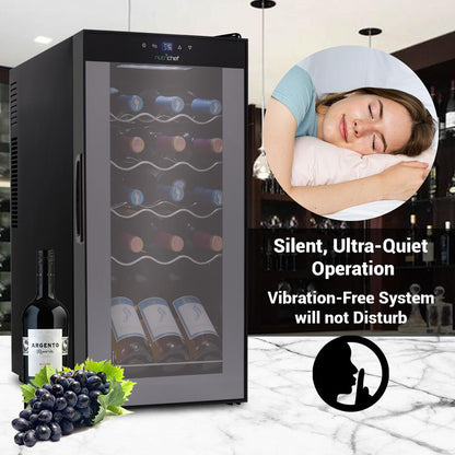 Compressor Wine Fridge 15-Bottle Capacity Digital Touch Glass Door White