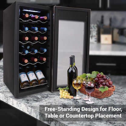 18 Bottle Wine Fridge Quiet Cooling Stainless Steel Door