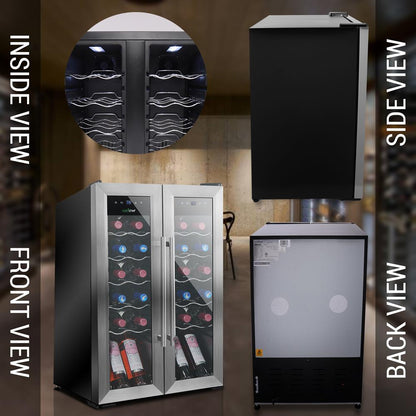 24 Bottle Wine Cooler - Quiet Compressor, Stainless Steel Door