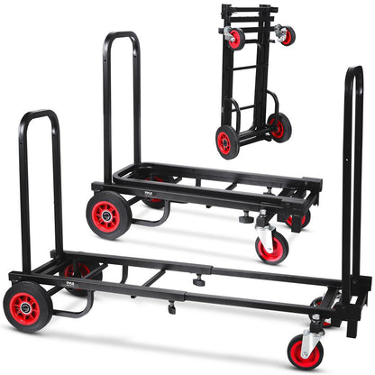 Folding Equipment Cart, 8-in-1 Convertible, R-Trac Wheels, Steel