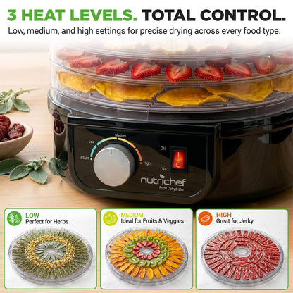 Electric Food Dehydrator, Preserves Nutrients, 5 Stackable Trays, Black
