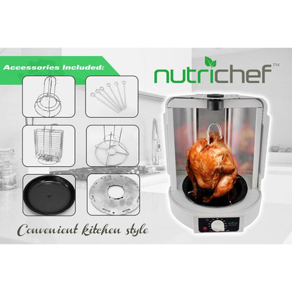 Vertical Rotisserie Oven - Fat-Reducing Dual Heating - White