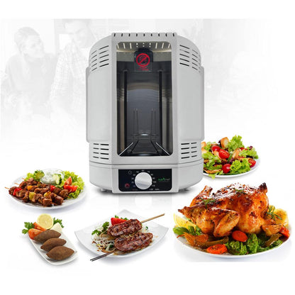 Vertical Rotisserie Oven - Fat-Reducing Dual Heating - White