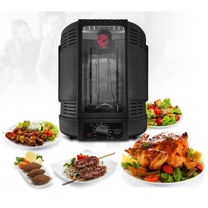 Vertical Rotisserie Oven, Fat-Reducing, Dual Heating, See-Through Window