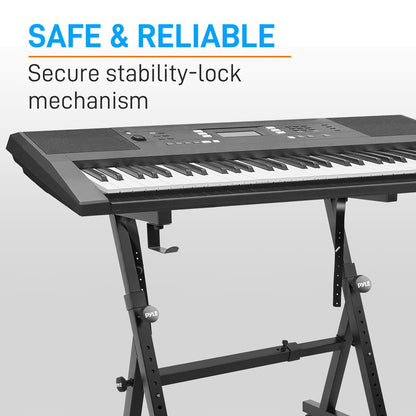 Heavy-Duty Keyboard Stand With Wheels - Digital/Electronic Piano Stand With Height Adjustable & Locking Wheels