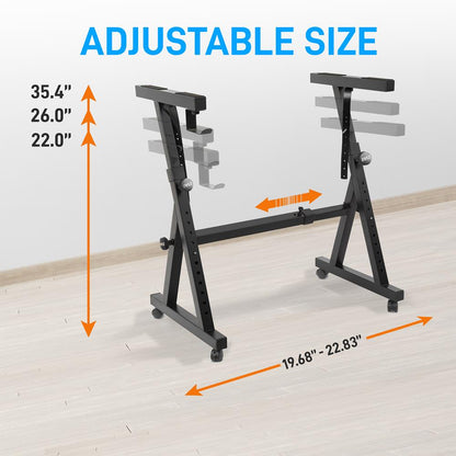 Heavy-Duty Keyboard Stand With Wheels - Digital/Electronic Piano Stand With Height Adjustable & Locking Wheels