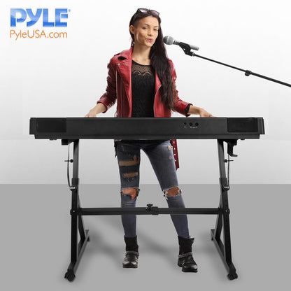 Heavy-Duty Keyboard Stand With Wheels - Digital/Electronic Piano Stand With Height Adjustable & Locking Wheels