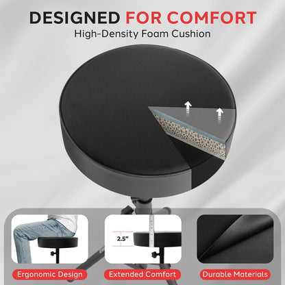 Drum Throne, Comfortable Foam Seat, Adjustable Height, Foldable Design