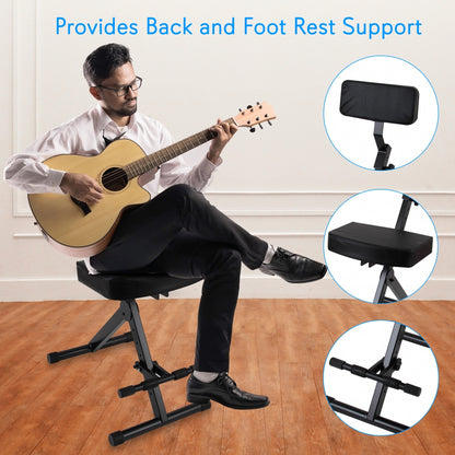 Drum Throne - Comfort Padded Seat, Foldable, Adjustable Height