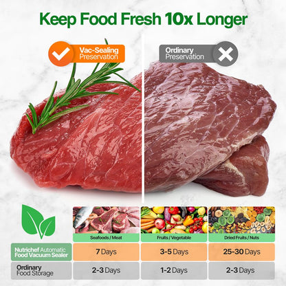 Food Vacuum Sealer, Extends Shelf Life, Stainless Steel, LED Touch Controls
