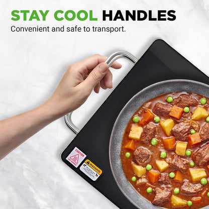 Electric Warming Tray Keeps Food Hot 16.5"x11" Glass Top Stainless Steel