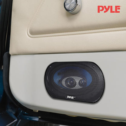 4"x6" 240W Car Speakers, Triaxial, Butyl Rubber, Blue Cone