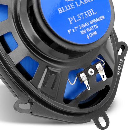 5"x7" Car Speakers Pair, 300W, Blue Poly Cone, Butyl Rubber Surround