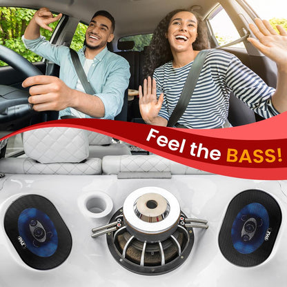 5"x7" Car Speakers Pair, 300W, Blue Poly Cone, Butyl Rubber Surround