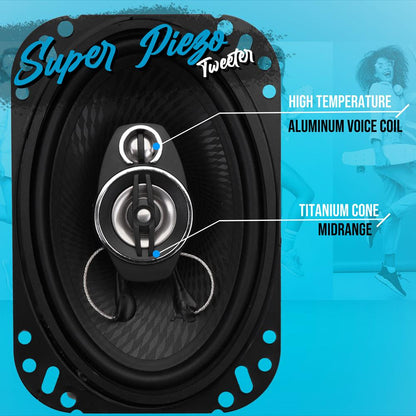 6x9" 500W 4-Way Car Speakers, Low Distortion, Butyl Rubber Surround (Pair)