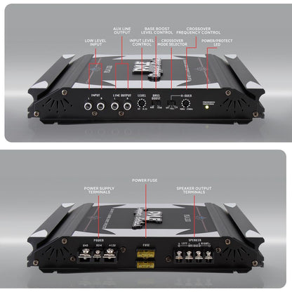 2 Channel Car Amplifier 1400W High Power MOSFET Audio Sound