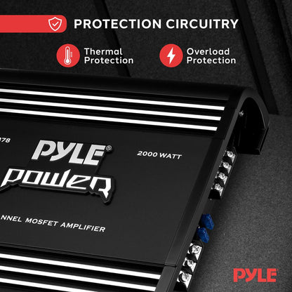 2 Channel Car Amplifier 2000W Bridgeable MOSFET Silver RCA Inputs
