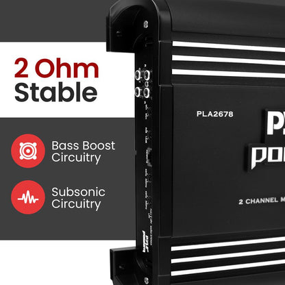 2 Channel Car Amplifier 4000W High Power MOSFET Silver RCA Inputs
