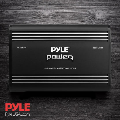 2 Channel Car Amplifier 4000W High Power MOSFET Silver RCA Inputs