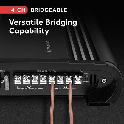 4-Channel Car Amplifier 2000W Power MOSFET Silver RCA Inputs